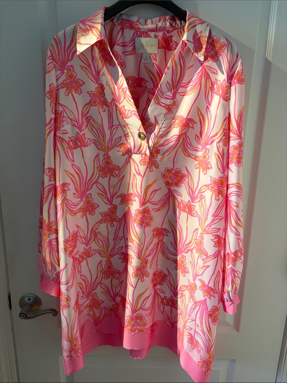 Lilly Pulitzer Pink & Orange Floral Long Sleeve Tunic Dress